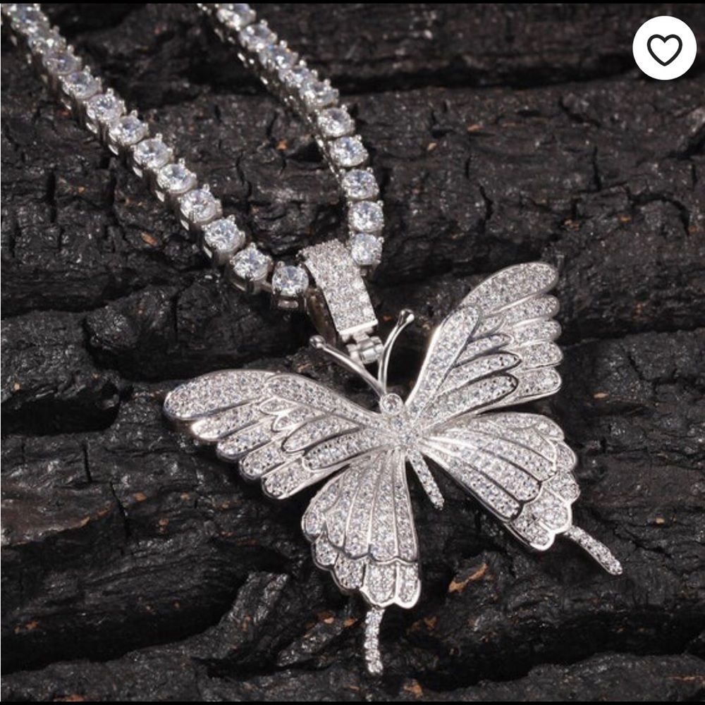 Tennis butterfly cz necklace choker - Picture 3 of 8
